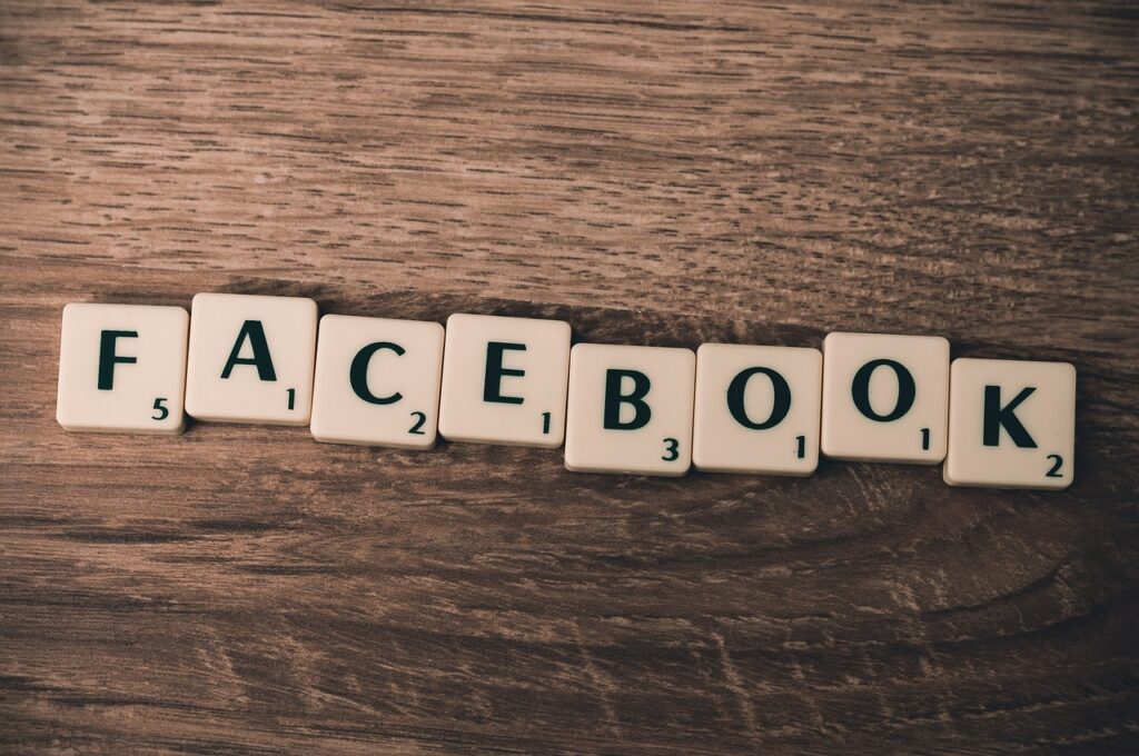 Facebook logo on a screen